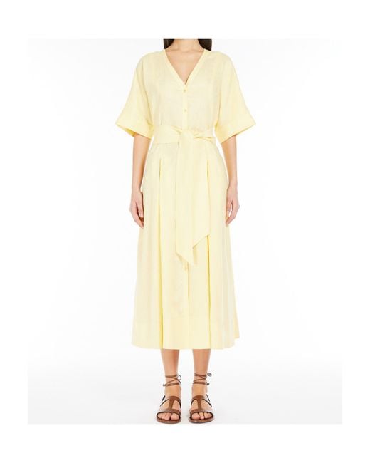 Weekend by Maxmara Yellow Assenzi 1234 V-Neck Dress
