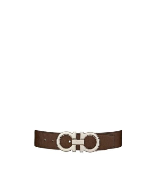 Ferragamo White Ferragamo Gancini Buckle Reversible Belt for men