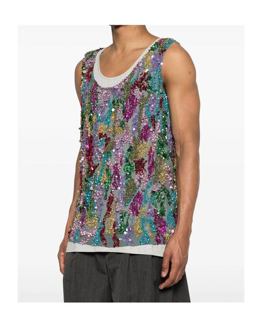 Dries Van Noten Multicolor Crew Neck Vest for men