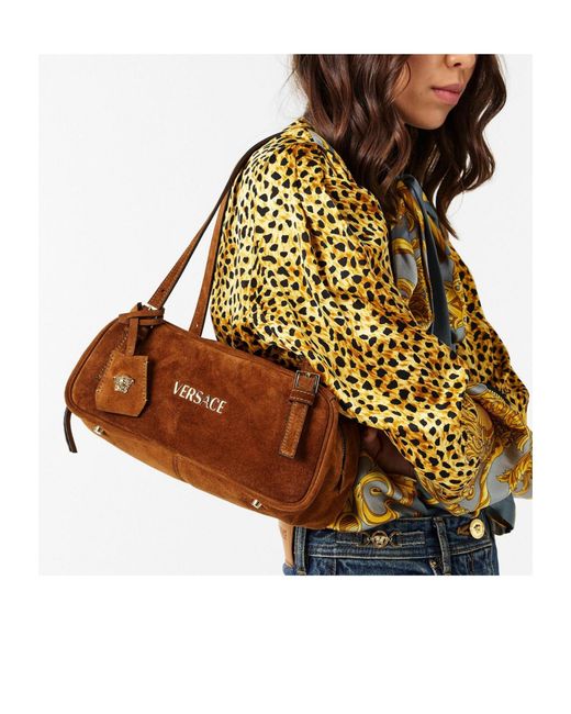 Versace Brown Solid Color Shoulder Bag
