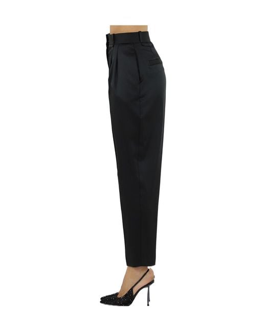 Elisabetta Franchi Black Stretch Satin Trousers