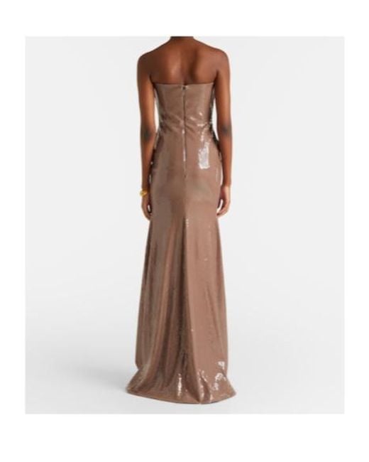 Alex Perry Brown Sequined Strapless Gown