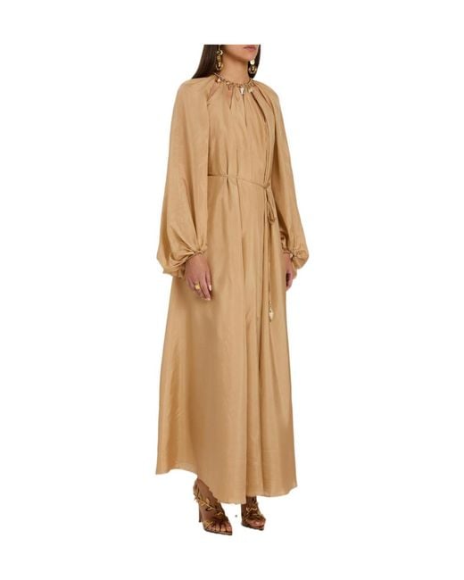 Zimmermann Natural Round Neck Cutout Dress