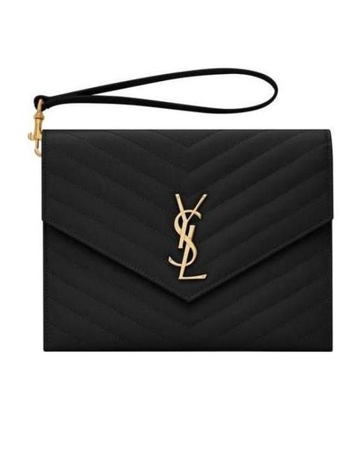 Saint Laurent Black Cassandre Quilted Flap Pouch