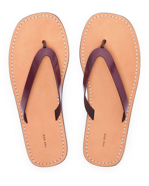 The Row Brown City Leather Thong Sandals