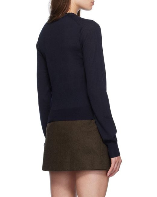 AMI Blue Ami Logo Embroidered Knitted Jumper