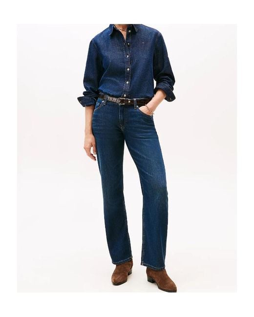 Tommy Hilfiger Blue High Rise Straight Leg Jeans
