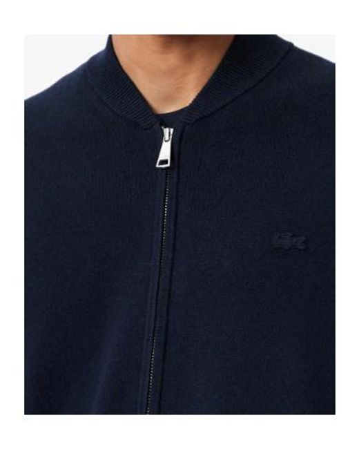 Lacoste Blue Logo Patch Zip-Up Cardigan for men