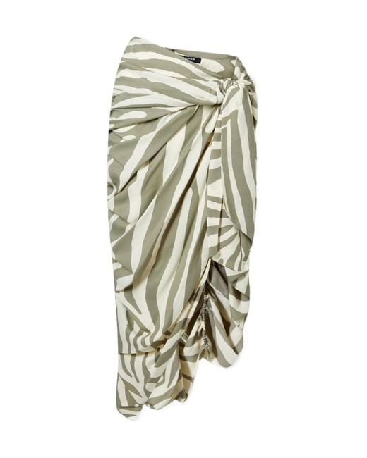 Balmain White Zebra-Print Midi Skirt