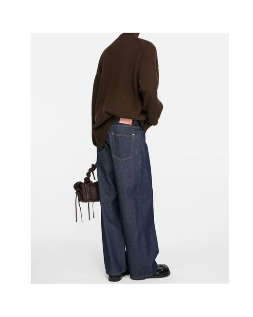 Acne Blue Logo-Patch Wide-Leg Jeans for men