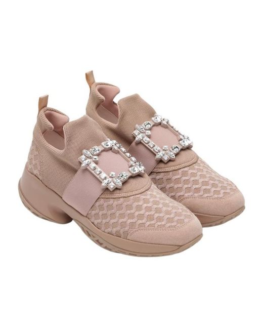 Roger Vivier Pink Embellished Low Top Sneakers