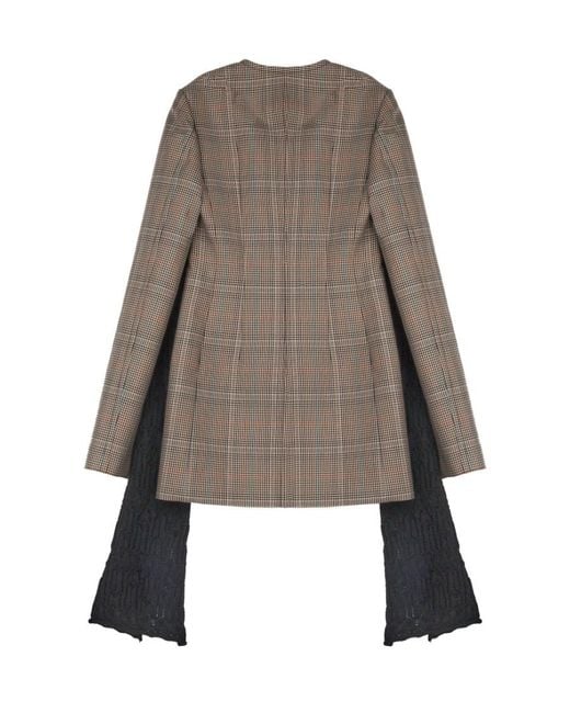 we11done Brown Spliced Plaid Suit Jacket