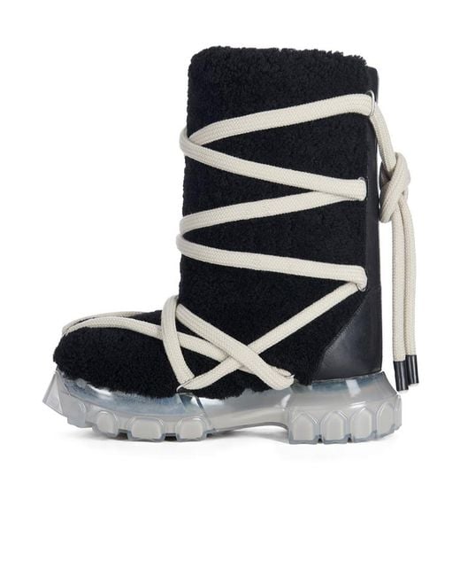Rick Owens Black Lunar Tractor Calf-Length Boots