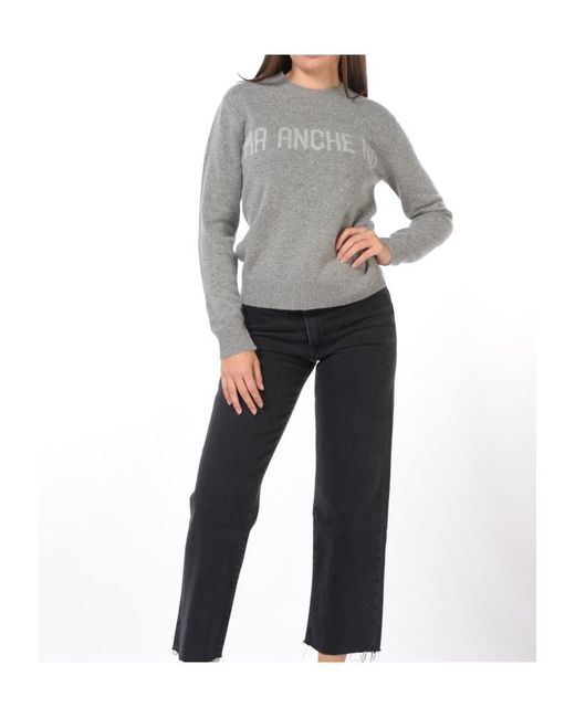 Mc2 Saint Barth Gray Long-Sleeved Knitted Sweater