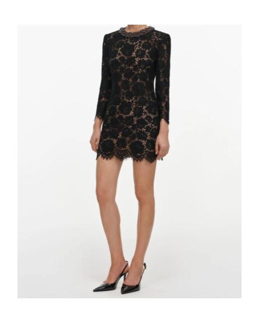 Self-Portrait Black Lace Long Sleeve Mini Dress