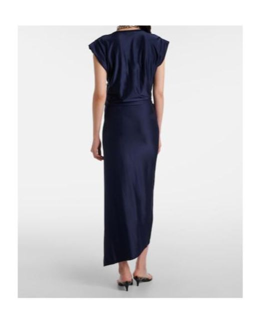 Rabanne Blue Draped Jersey Maxi Dress
