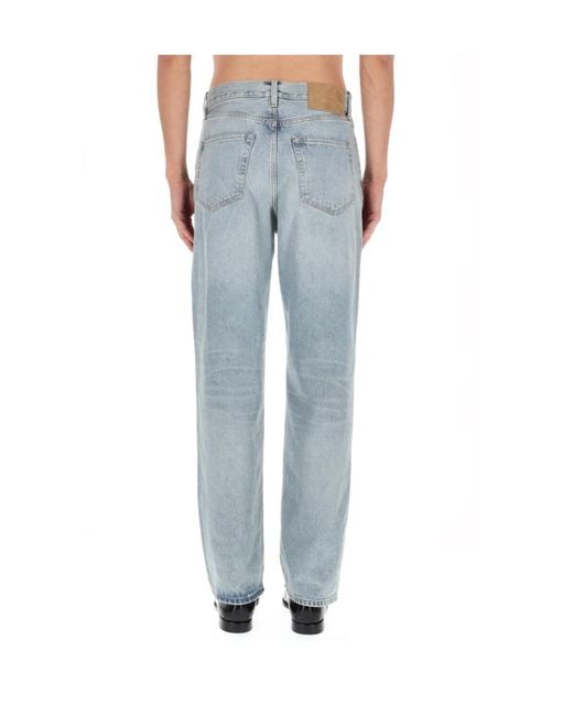Haikure Blue Logo Patch Straight-Leg Jeans for men