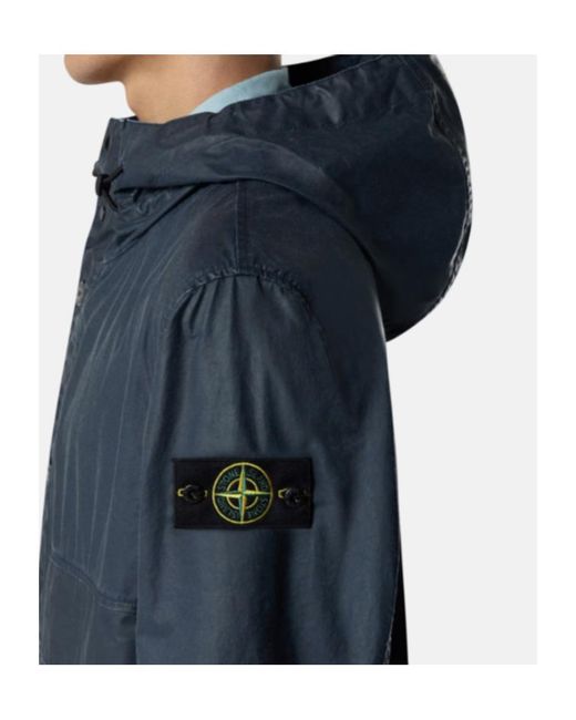 Stone Island Blue Logo Patch Hooded Parka for men
