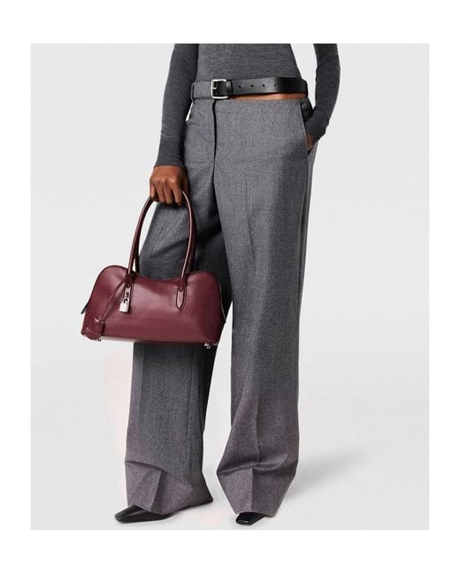 Stella McCartney Gray Belted Flannel Straight-Leg Trousers