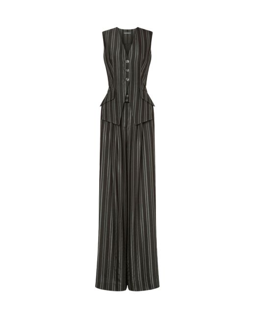 Alberta Ferretti Black Striped Jumpsuit