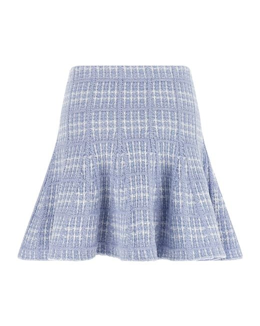 Self-Portrait Blue Plaid Skirt