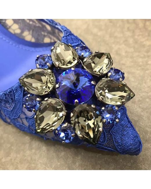 Dolce & Gabbana Blue Taormina Lace Embellished Pumps