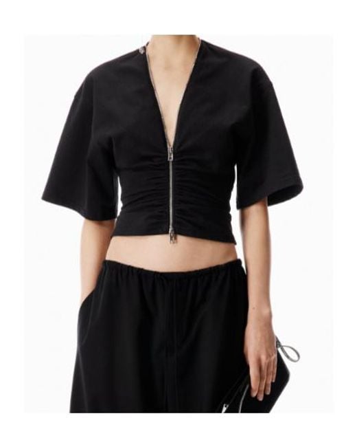 Alexander Wang Black Ruched Zipped Top