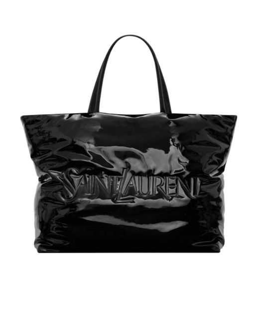 Saint Laurent Black Logo Detailed Maxi Tote Bag