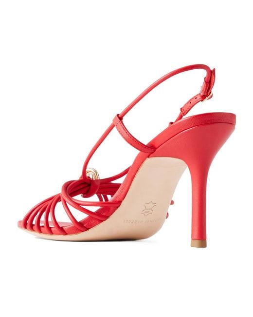 Loeffler Randall Red Embellished Leather Sandals