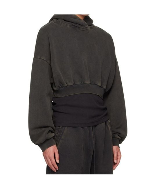 Entire studios Black Cropped Hoodies for men