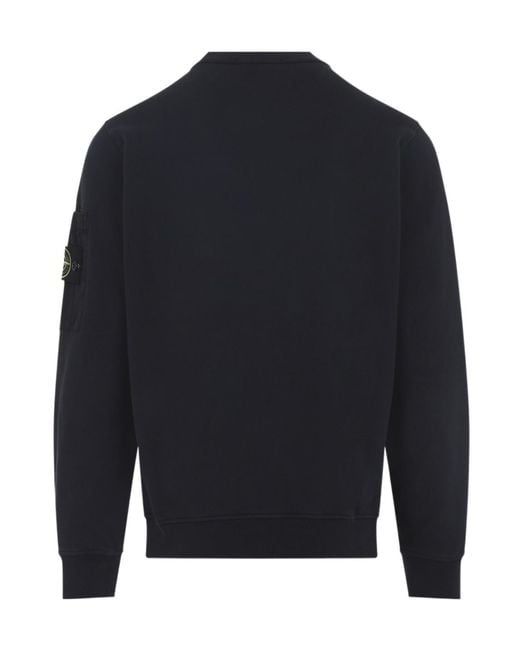 Stone Island Blue Logo Patch Crewneck Sweatshirt for men