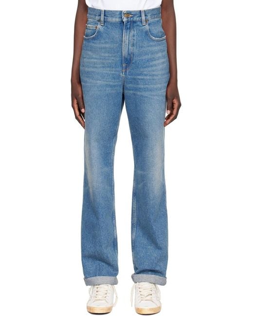 Golden Goose Deluxe Brand Blue Kim Logo Patch Jeans