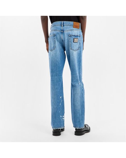 Dolce & Gabbana Blue Ripped Jeans for men