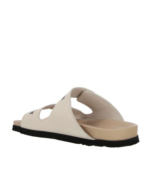 Palm Angels White Logo Printed Double Strap Sandals for men