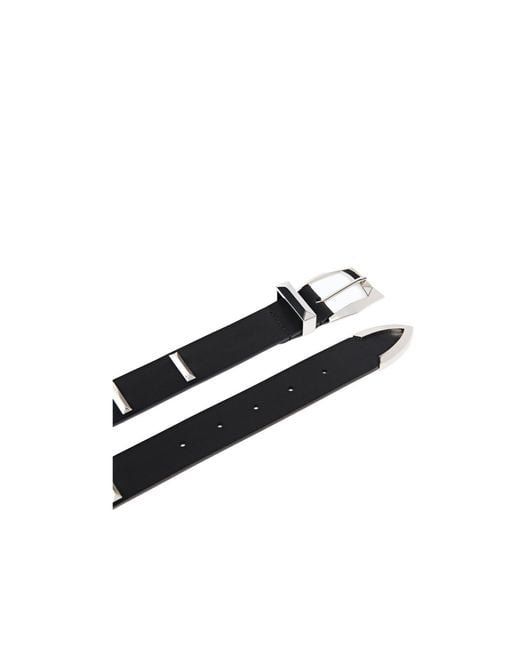 Pinko White Leather Belt With Rectangular Studs, 3 Cm