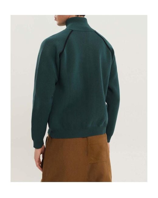 1989 STUDIO Green Full Zip Raglan Sweater for men