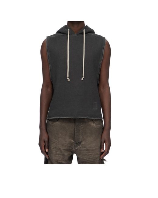 Rick Owens Black Sleeveless Sweatshirt for men
