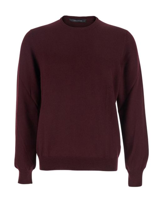 Tagliatore Men's Purple Crew-Neck Virgin-Wool Sweater