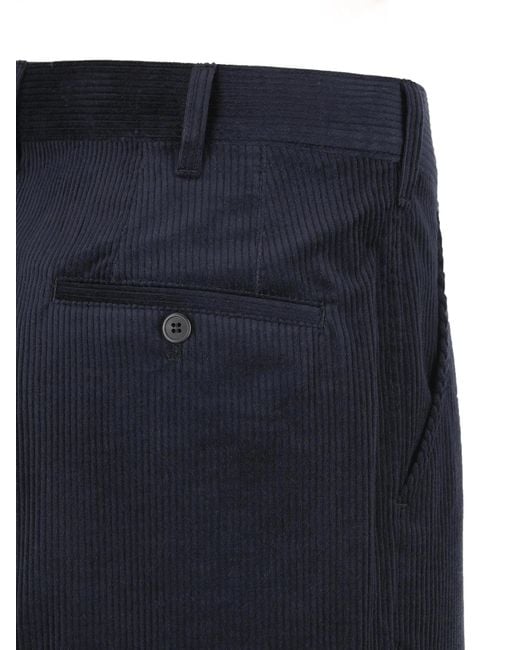 Prada Blue Corduroy Straight Leg Trousers for men