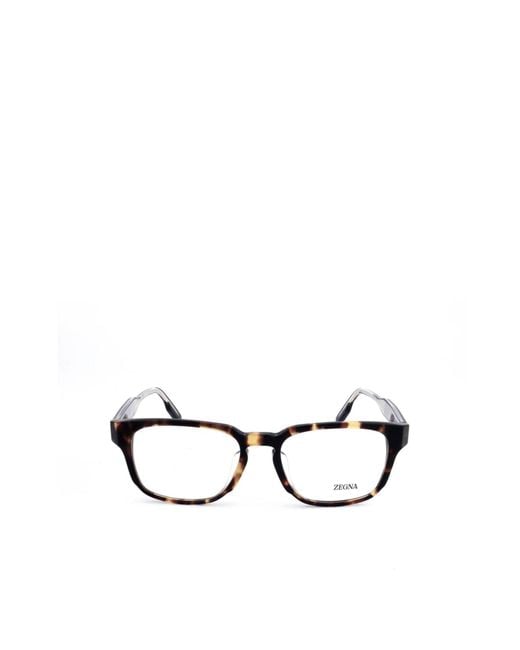 Zegna White Rectangle Frame Glasses for men