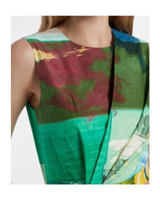 Roksanda Green Nura Bow-Detail Cotton Cocktail Dress