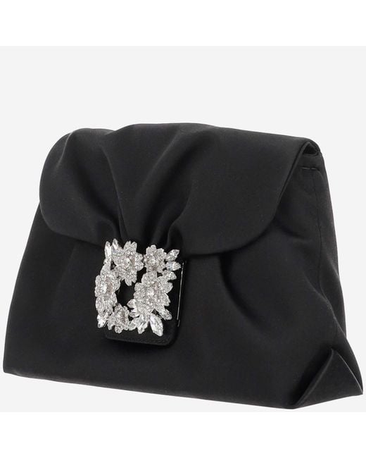 Roger Vivier Black Embellished Draped Clutch Bag