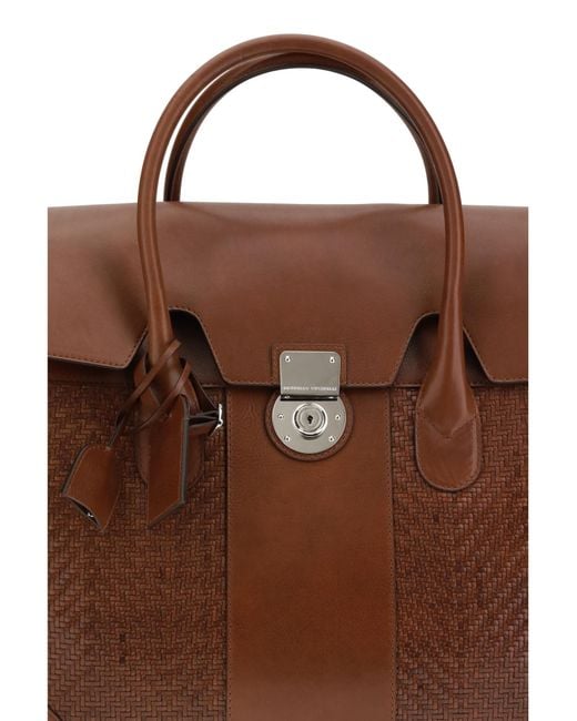 Brunello Cucinelli Brown Woven Tote Bag for men