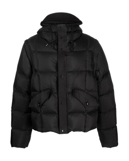 C P Company Black Padded Hooded Drawstring Jacket for men