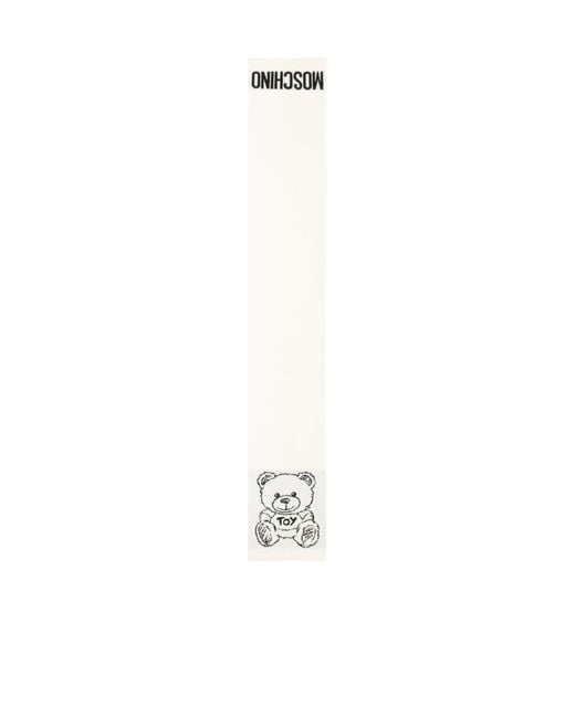 Moschino White Teddy Bear Pattern Scarf for men