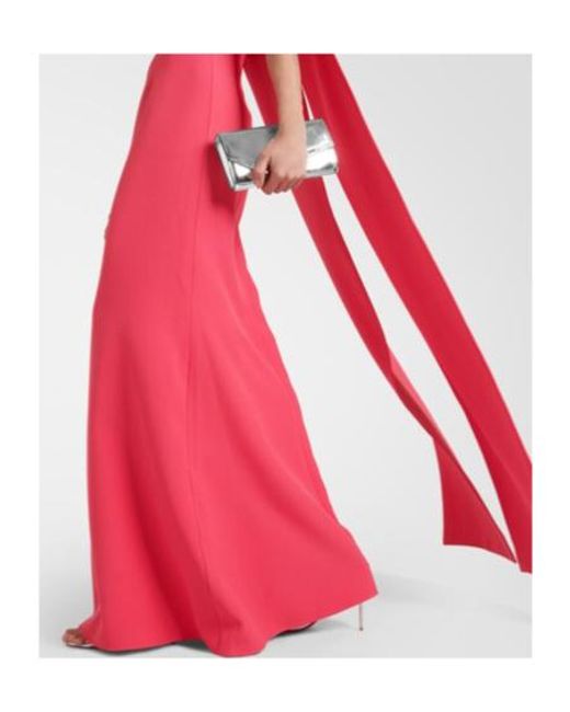 Safiyaa Red Ginkgo Caped Gown