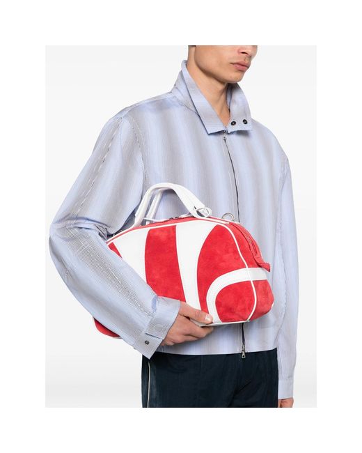 Dries Van Noten Red Striped Design Shoulder Bag for men