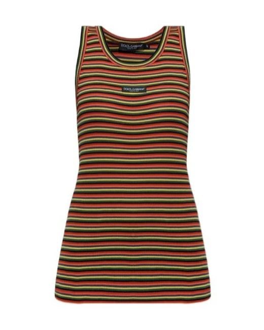 Dolce & Gabbana Brown Round Neck Sleeveless Vest