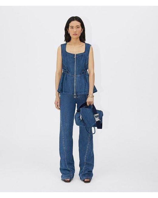 Bottega Veneta Blue Zip-Up Denim Top
