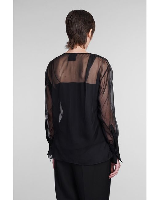 Givenchy Black Sheer Detailed Long-Sleeve Top